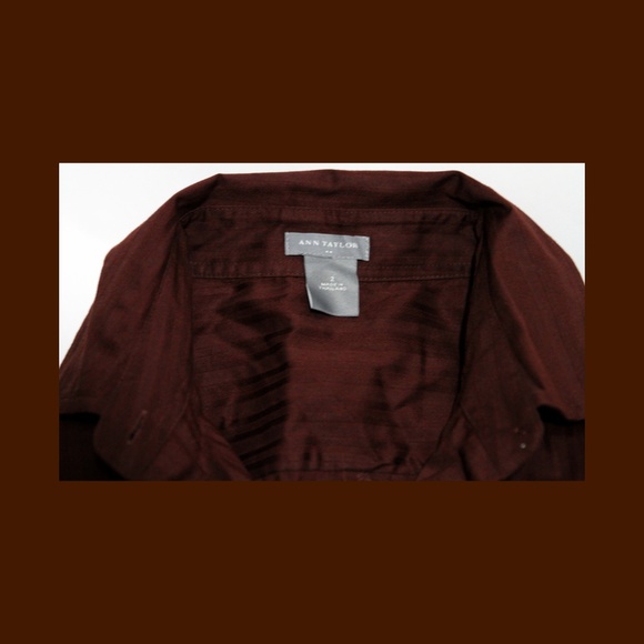 Ann Taylor Button-Down Maroon Shirt with Stripes - Picture 3 of 3